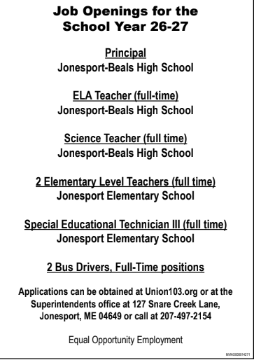 Large image of photo: Job openings for 2026-27 school year